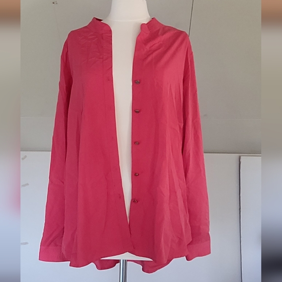 Investments XL Womens Button Up Shirt Coral Pink - Picture 2 of 7